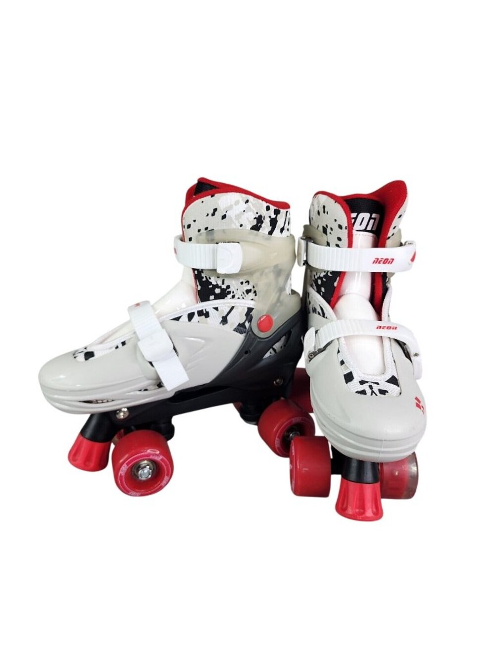 Kids Roller Skates Neon Quad Skates Red White Black Adjustable Size 3-6